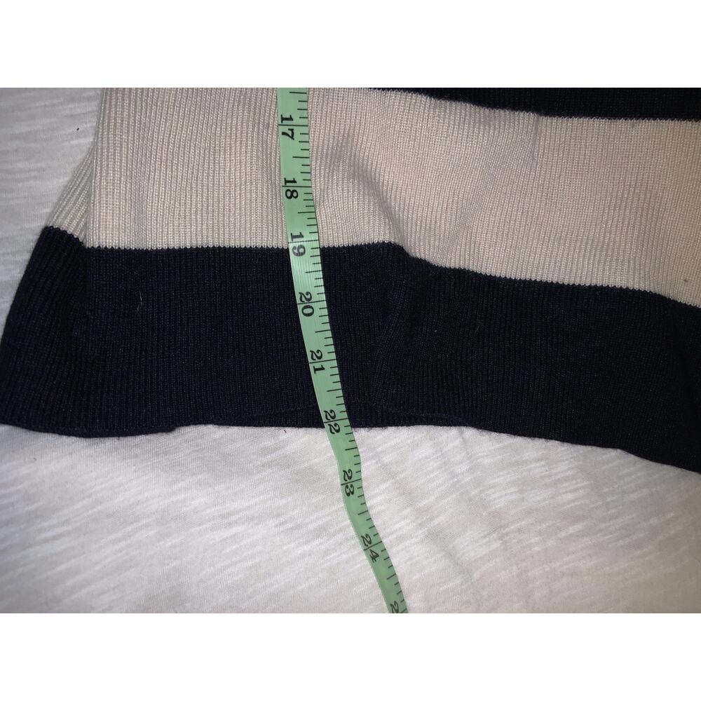 TSE Cashmere Long Sleeve Striped Turtleneck Sweater Ivory & Blue Size Large - Picture 5 of 5